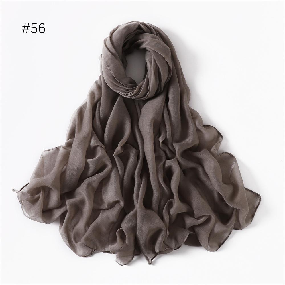 Women's Classic Bali Yarn Cotton-Linen Scarf: Breathable, Thin, Soft, Silk-Like, Solid Color.