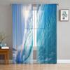 Sea Waves Sky Tulle Curtains Balcony Room Fashion Printed Sheer Curtain Living Room Window Modern Decor