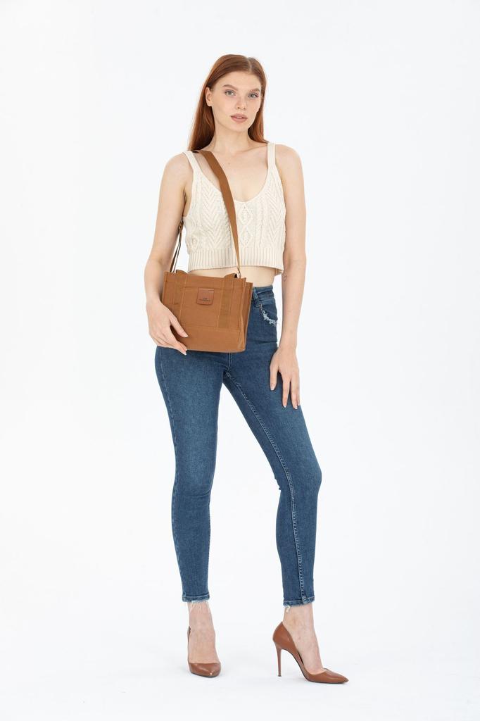 Women's Stylish and Useful Shoulder Bag Women's Cream Canvas Crossbody Mini Tote Bag Hand Shoulder Bag