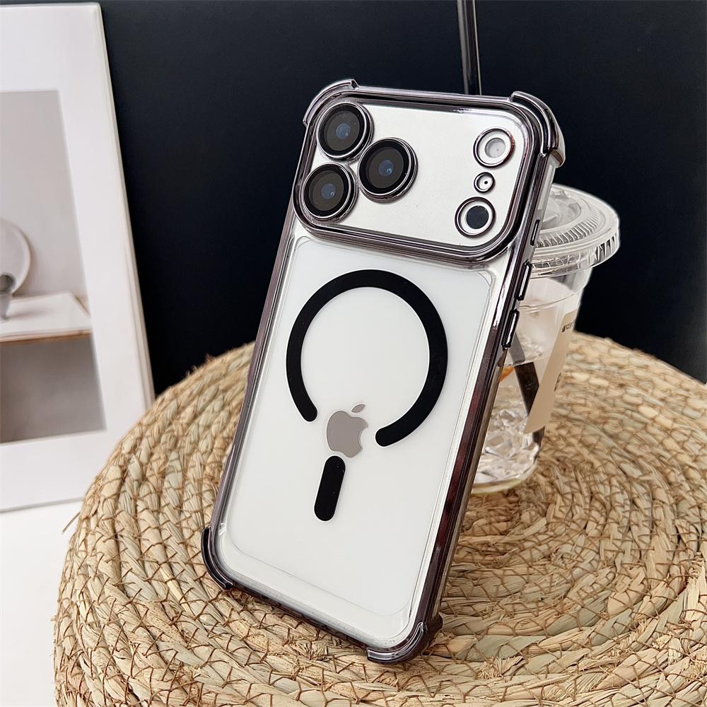 Новый прозрачный ударопрочный магнитный чехол с покрытием для iPhone 17 17 Air 17Pro 17 Pro Max Для беспроводной зарядки Magsafe