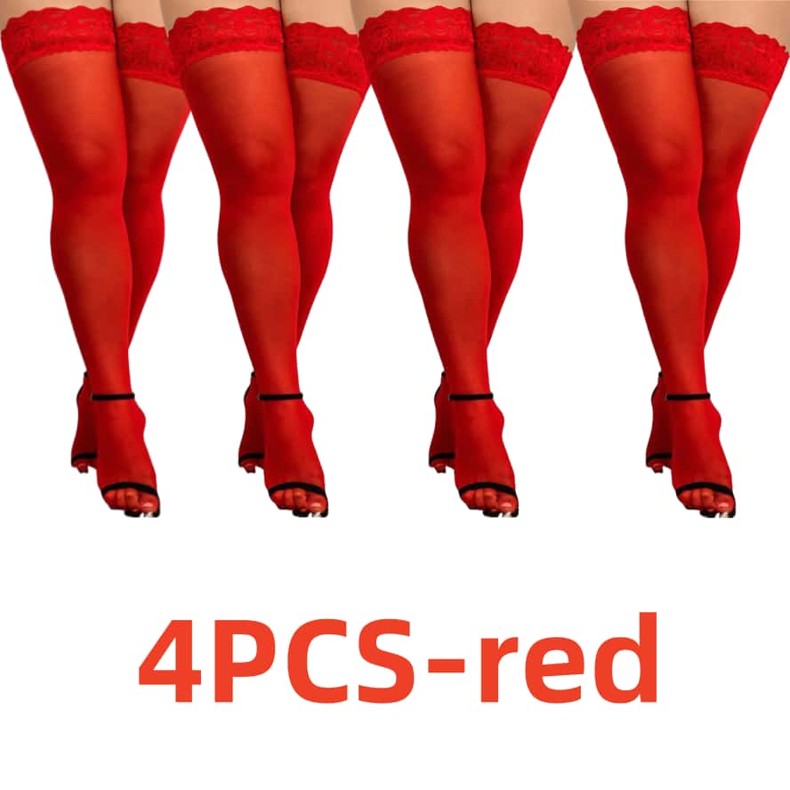 4 пары/КОМПЛЕКТ Кружевные чулки выше колена, до бедра, эластичные, сексуальные, тонкие, черные, в сетку, комплект чулок, белые, больших размеров, длинные носки для женщины
