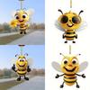 8cm Acrylic 2D Flat Yellow Big Eyes Bee Hanging Pendant Wind Chime Suncatcher Home Window Ornament Garden Decor Car Decoration
