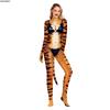 Anime  New Tigra 3D Tiger Print with Tails Cosplay Costume for Women and Men Fashion Skinny Slim Jumpsuits Bodysuit