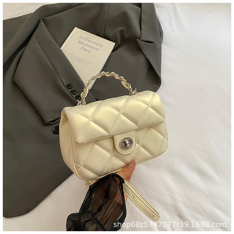 Fashion Lingge Handheld Small Bag Women's 2025 New High-end and Versatile Small Square Bag Niche One-shoulder Crossbody Bag Trend