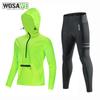Wosawe Велосипедные комплекты с капюшоном, ветрозащитная легкая велосипедная ветровка, длинные велосипедные брюки, гелевые подушечки 5D