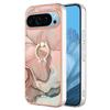 YB IMD Series-17 Style-E For Google Pixel 9/Pixel 9 Pro TPU Case Electroplating Kickstand Marble Pattern Cover