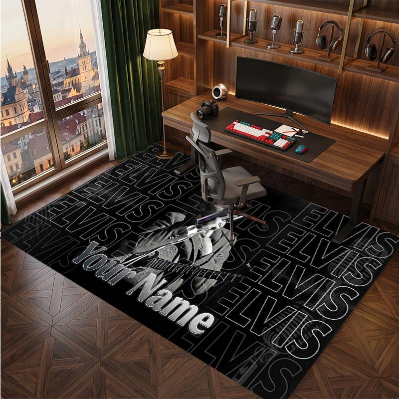 Elvis Presley Personalized Crystal Velvet Carpet, Customized Name Text Soft Anti‑Slip Rug for Living Room Bedroom