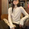 Осень/Зима Чистое Желание Дерзкая Девушка Хлопковая Утягивающая Футболка с Длинным Рукавом - Женский Универсальный Стройнящий Топ
