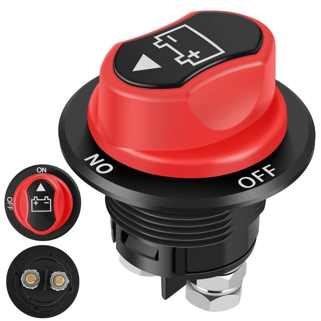 Car Battery Disconnect Switch 12V-48V Battery Power Cut Off Switch 50A/100A Heavy Duty Reusable Plastic Battery Isolator Switch