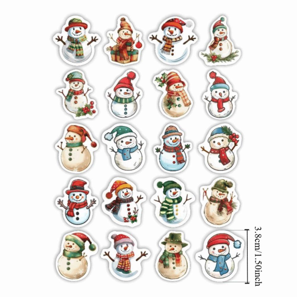 Irregular Shape Snowman Stickers 100Pcs Gift Tags New Christmas Stickers Winter Party