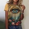 Colorful Eyes Print Women's T-Shirts Fashion Top Short Pullover Sleeved O-Neck Tee Shirt Female Harajuk Polyester Clothing