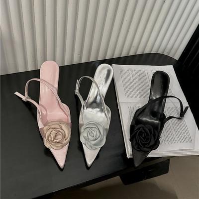 Розовые новые китайские туфли-лодочки с открытой пяткой, женские туфли в легком зрелом стиле для свадебного банкета, к юбкам, абсолютно уникальные туфли на тонком каблуке, сандалии с закрытым носком