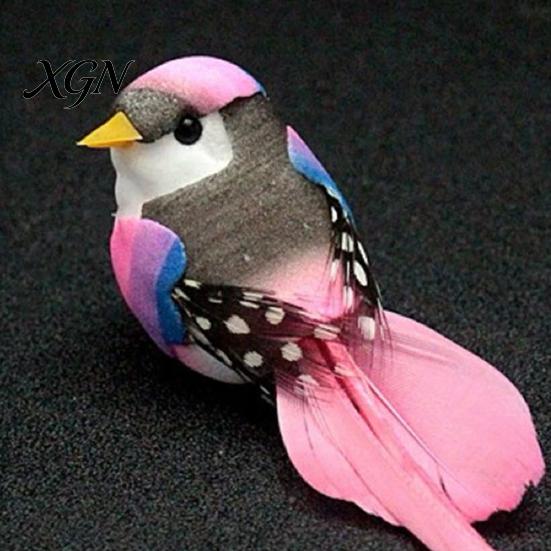 Artificial Craft Birds for DIY Projects 12Pcs Pearl Birds, Feather Bird Ornament with Clip, Colorful Small Window Displays Realistic Fake Craft, Micro