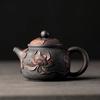 China Jianshui Purple Clay Black Ceramic Handmade Full Dragon Carving Teapot Kettle Porcelain Kung Fu Tea Set Drinkware