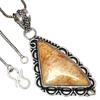 Pendant Fossil Coral Gemstone Handicraft Valentine'Day Silver Jewelry 2.25"