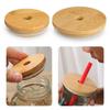 Storage Bottles Silicone Seal Ring Mason Jar Lid With Straw Hole Wide Mouth Cup Bamboo Wood Lids