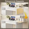 Rollable Computer Table Foldable Desk With Cabinet And Drawer Particle Board White