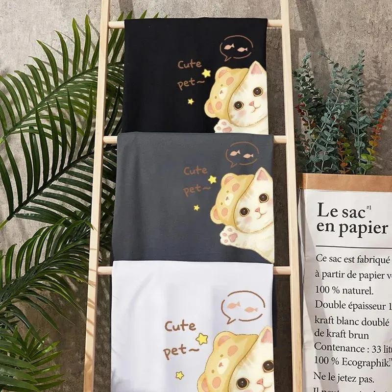 Женская повседневная футболка большого размера, свободная, с круглым вырезом, с принтом, пуловер, короткий рукав, топы