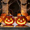 Automatic Dusk to Dawn Lights Solar Pumpkin Lanterns, Waterproof Outdoor Halloween Light, Spooky Autumn Holiday Party Ornaments Hanging Orange Lantern