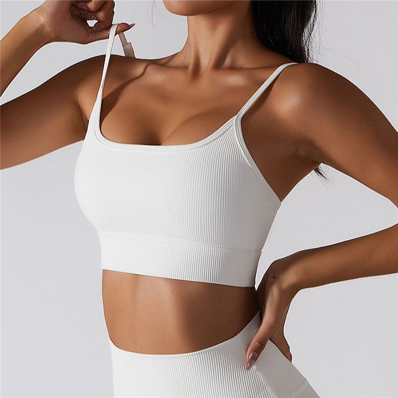 European and American Sexy Minimalism Intimates Gather Shockproof Yoga Clothes with Chest Pad Fitness Vest Short Dancing Bra