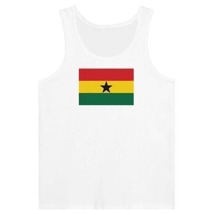 Débardeur - Drapeau du Ghana - Blanc - 100% coton - Coupe ajustée - Mixte