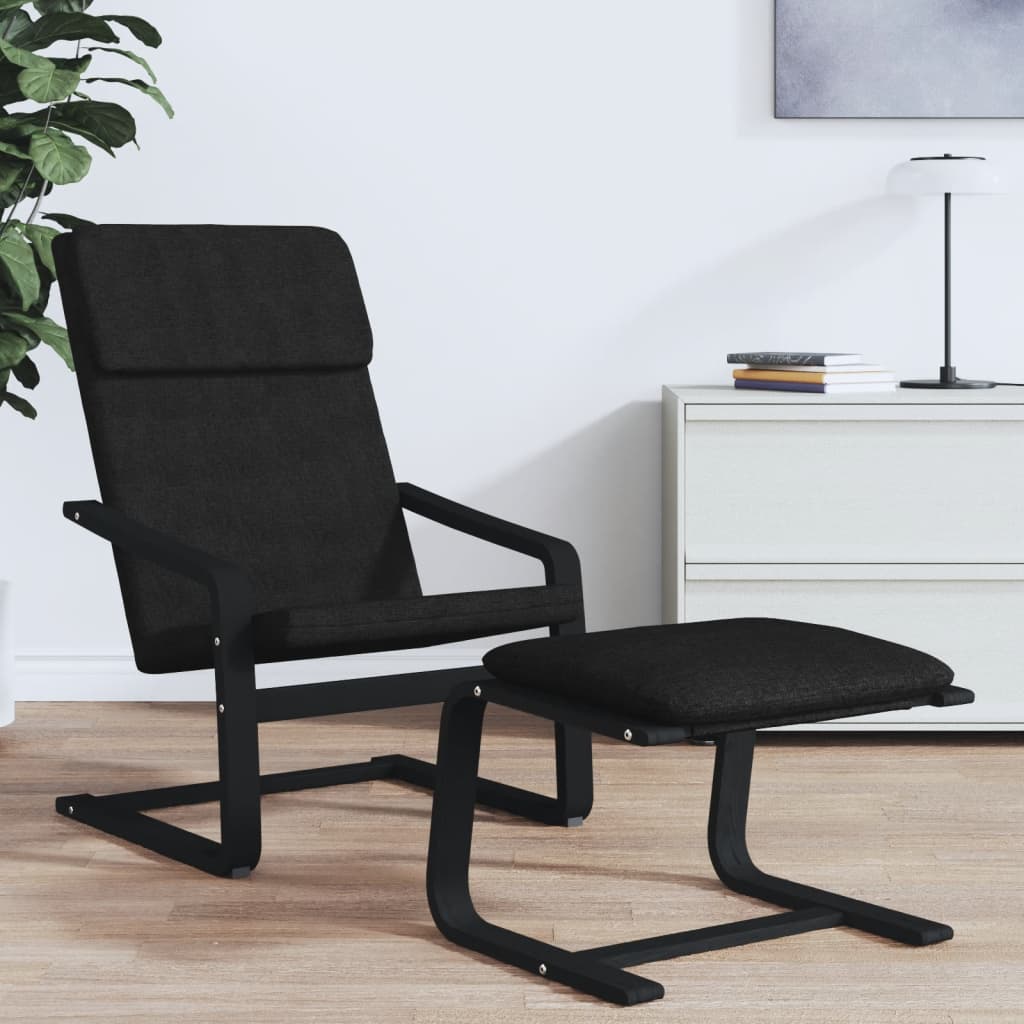 Footstool Black 51 x 41 x 40 cm Fabric