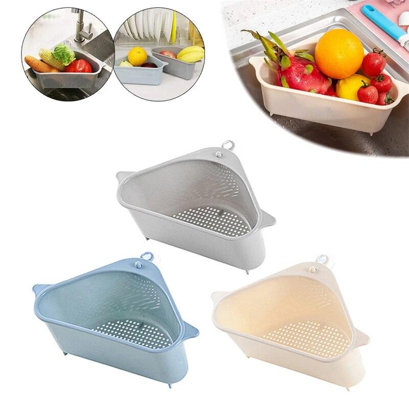 Multifunctional Corner Sink Drain Rack Shelf Suction Cup Sink Strainer Drain Basket Bowl Sponge Holder Kitchen Organizer Storage