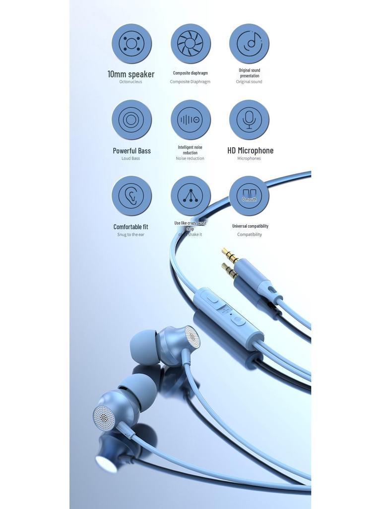Проводные металлические внутриканальные наушники с разъемами 3,5 мм и Type-C - Тяжелый бас и управление с мобильного телефона