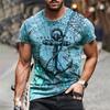 Summer Sailor T-shirt, Anchor Men's 3D Neckline Short-sleeved T-shirt