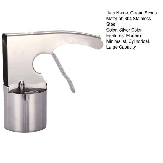 Ложка для мороженого из нержавеющей стали большого объема с триггером. Легко чистящаяся цилиндрическая ложка. Поставка любителей десертов.