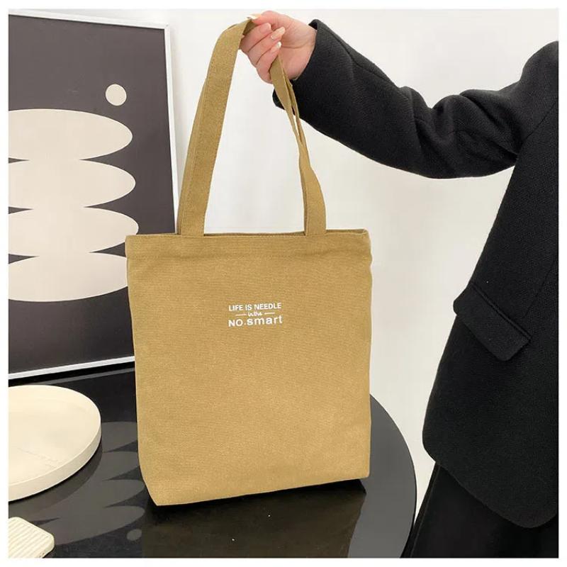 Женская холщовая сумка-тоут, повседневная на плечо, для работы, большая вместимость, с ручками, многофункциональная, большая хозяйственная сумка