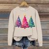 Женская модная рождественская свободная толстовка с длинным рукавом и круглым вырезом с мелким принтом