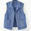 Large Size Women's Waistcoat Denim Ladies Waistcoat Spring and Autumn Outer Wear Large Pocket Waistcoat
