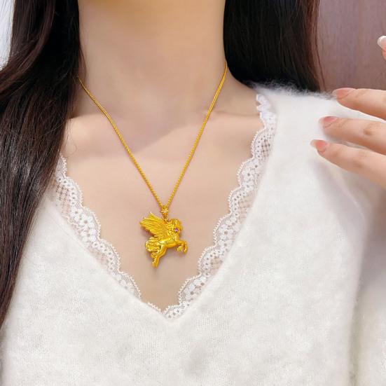 Кулон-ожерелье Пегас Золотистый Цвет Крылатый Конь Мифологический Символ Силы Свободы Летающая Лошадь Украшение Подарок для Женщин Мужчин