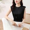 Short-sleeved T-shirt for Women In Summer New Straps and Waist Short Top Sleeveless Satin Shirt
