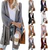 Fall and Winter Women's Plus Size Knitwear Long Split Rolled Sleeve Cardigan Sweater