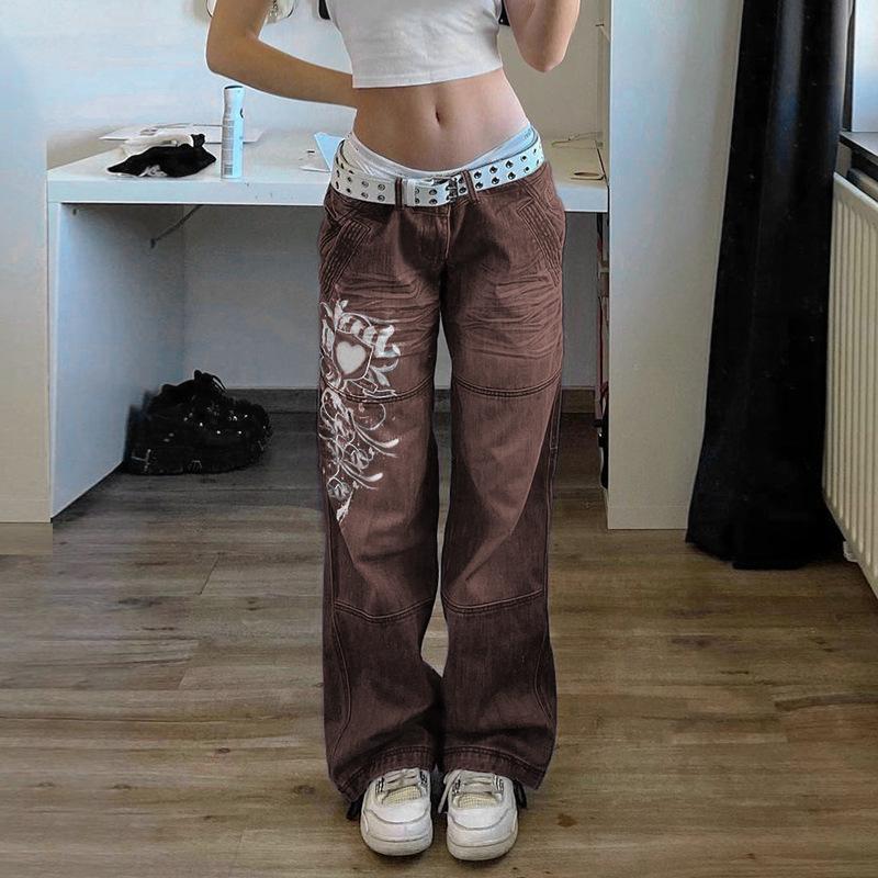 Vintage Straight Wide Leg Jeans Women Y2K Harajuku Casual Hip Hop Pants