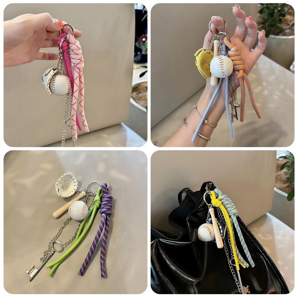 Цветной бейсбольный брелок для бейсбольной сумки, стильный аксессуар для сумок и ключей, прочная веревка для скалолазания, материалы, использование