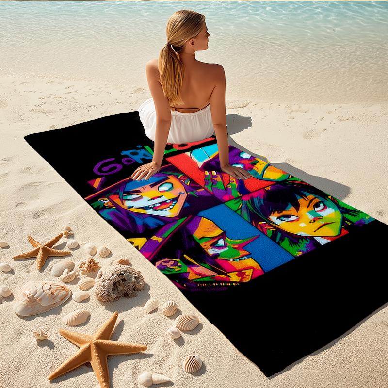 1Pc Gorillaz Artwork Collage Beach Towel, Quick Dry, Multi-Use for Beach Pool Gym Yoga Home Travel, Christmas, Halloween, Xmas Gift M929460