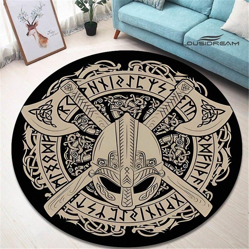 Круглый ковер с принтом viking vegvisir, красивый нескользящий ковер для гостиной, спальни, реквизит для фотосъемки, подарок на день рождения
