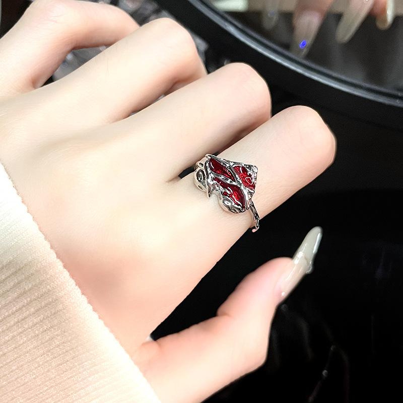 Niche Design Red Dripping Open Ring Irregular Love Personality Astral Lava Index Finger Ring Female