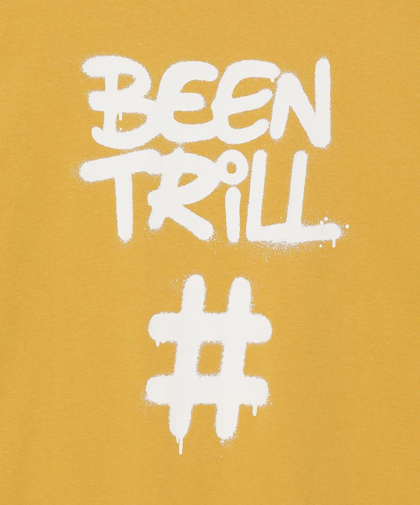 BEENTRILL Спрей Хэштег Оверсайз Футболка с коротким рукавом (горчичный)