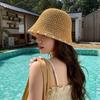 Hollow Women Visor Bucket Hat Breathable Fisherman Hat Korean Beach Straw Hat  Summer