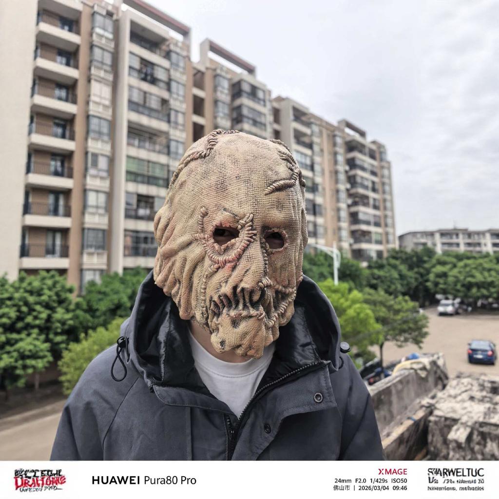 Scarecrow Horror Latex Mask Stitched Burlap Texture Headgear Halloween Haunted House cosplay Scary props