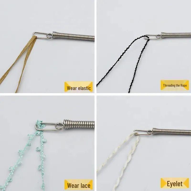 Upgraded Bendable Spring Threading Tool for Eyelets, Elastic Lace, and Waist Cords