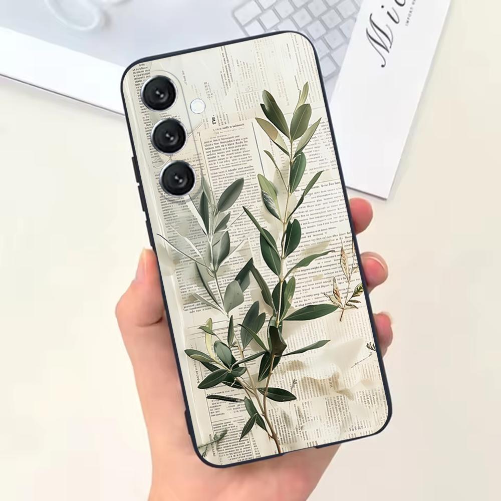 Эстетичный чехол для телефона шалфейно-зеленого цвета для Samsung Galaxy A13,A21s,A22,A31,A32,A52,A53,A71,A80, Мягкий черный корпус