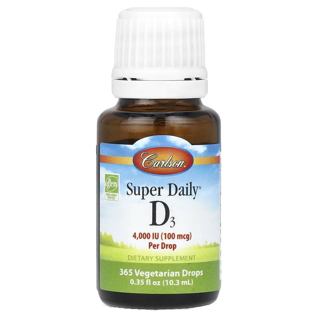 Carlson, Super Daily® D3, 100mcg(4,000IU), 10.3ml(0.35fl oz)