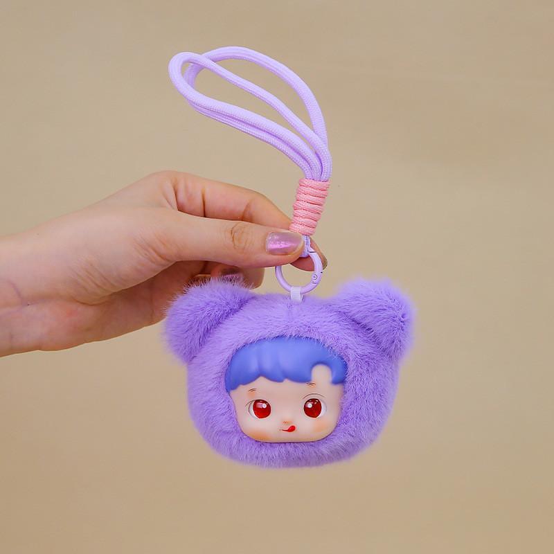 Bear Doll Cute Head Plush Keychain Toy Backpack Accessory Birthday Gift