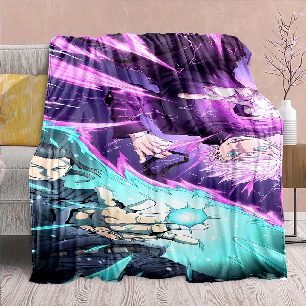 Jujutsu Kaisen Anime Flannel Blanket - Soft Warm Perfect for Sofa, Bedding Camping Travel Office Home Decor -QJY
