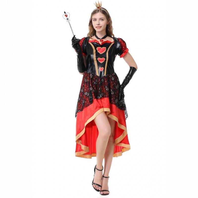 Halloween Queen Of Hearts Costume Alice In Wonderland Cosplay Set Women M L XL